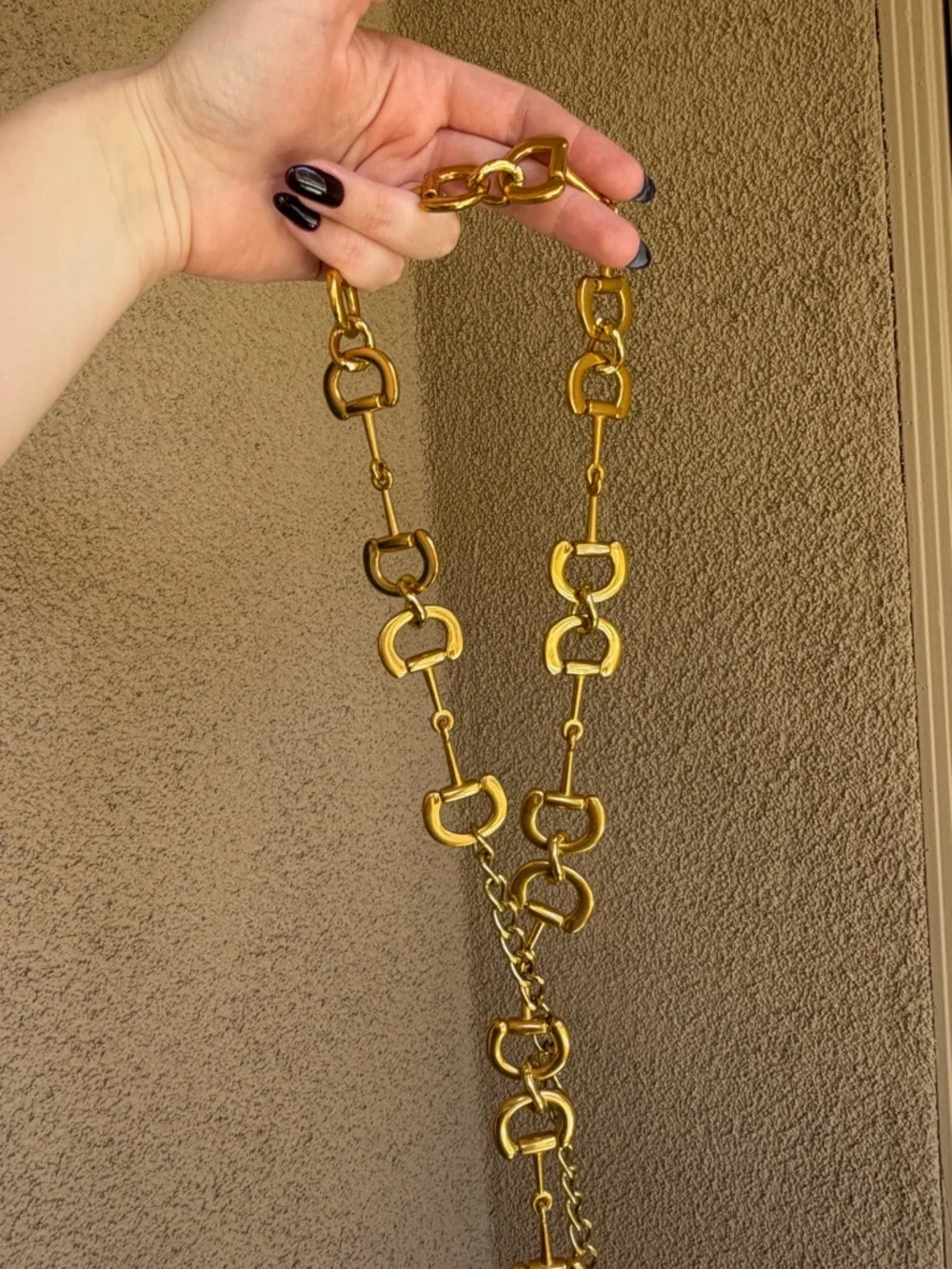 Multi-Link Gold Chain Belt Double D Design